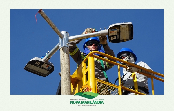 Eficiência Energética: Prefeitura de Nova Marilândia inicia a substituição de luminárias por lâmpadas LED